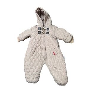 Murmurbear Baby Snowsuit Bunting Quilted Hooded Duffle Closure‎ Tan 80cm